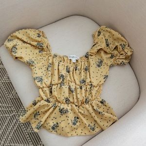 XS Yellow smocked top.